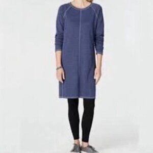 J.Jill Oversized Cotton Blue Striped Knit Tunic Sweater Dress Size Medium Petite
